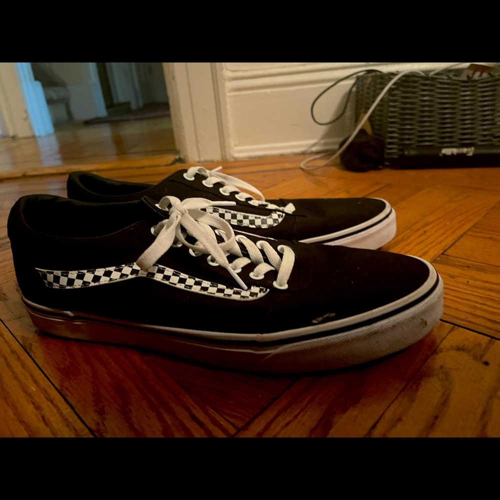 Black vans with checkerboard